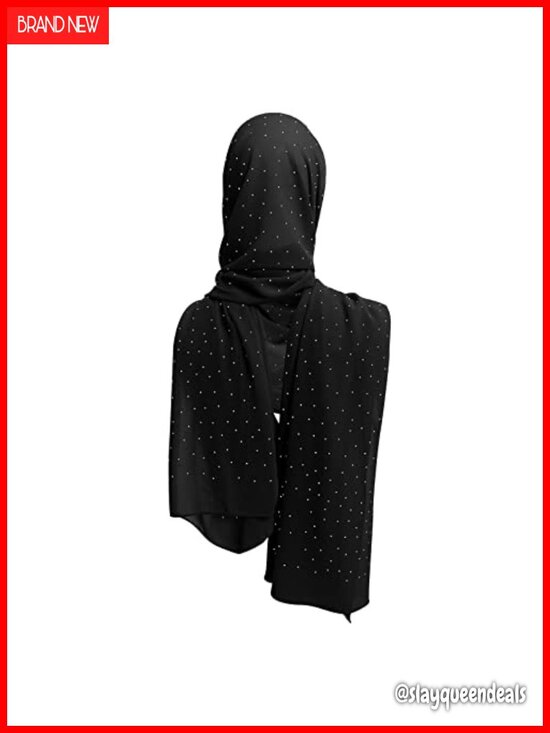 Nice Sparkly Wedding Crystal Muslims Long Ladys′ Shawl Wraps  Chiffon Glitter Rhinestone Long Hijab Scarf Full Cover Shawl